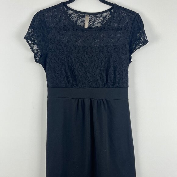 Thyme Maternity Dress Size S Black Short Sleeve Stretch 95% Nylon 5% Spandex - Picture 1 of 8